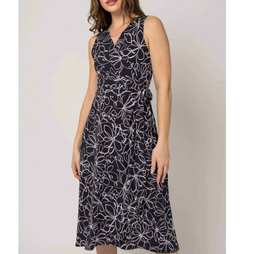 Laundry By Shelli Segal Black and White Floral Dress